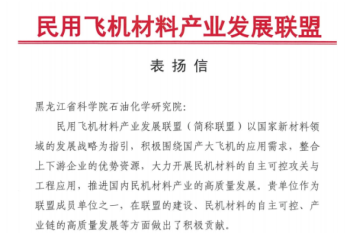 og真人最新版
喜获民用飞机材料产业发展联盟表扬